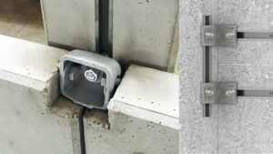 Fixation par douille, rail d’ancrage et coque de serrage